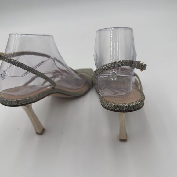 New Stuart Weitzman Melody Gold/Silver Strappy Heels. Sparkling Fabric Size 9.5 - Picture 7 of 10